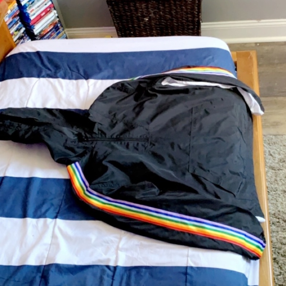 forever 21 : men’s rainbow strip windbreaker
